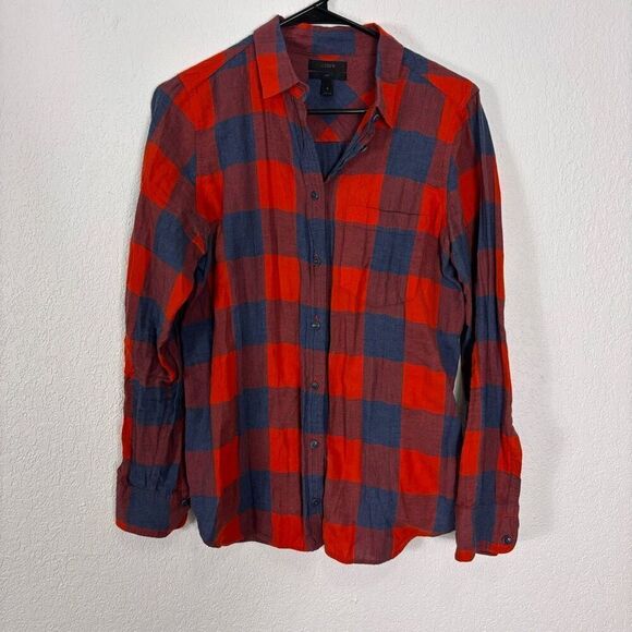 J. Crew Red & Blue Boy Fit Plaid Button Down Shirt - Picture 1 of 6